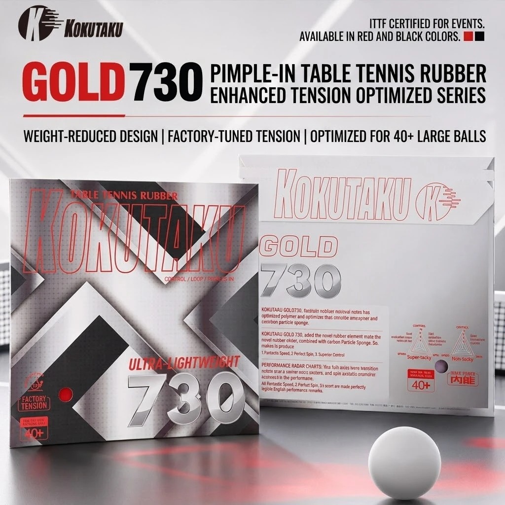 Table Tennis Japanese - Kokutaku Table Tennis Racket Rubber Gold