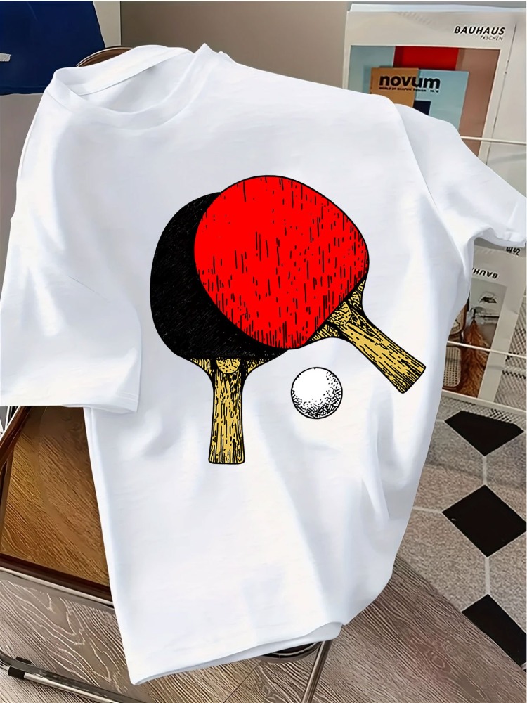 Table Tennis Graphics - Mens Navy Crew Neck Tee Vintage